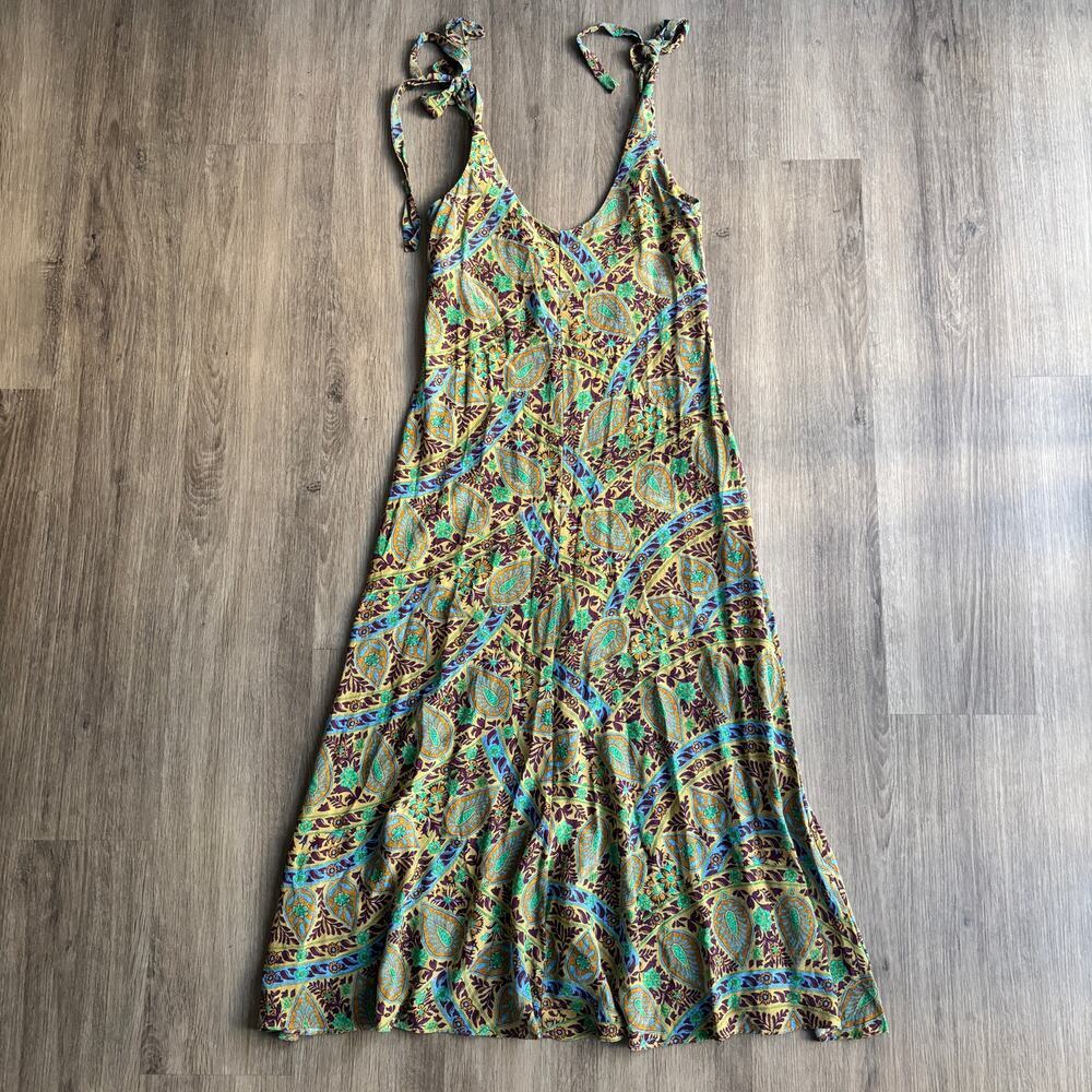 Free People x Boteh Celil Silk Tie Shoulder Paisley Midi Dress 1​ - Picture 3 of 10